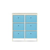 Home Master 6 Drawer Pine Wood Storage Chest Sky Blue Fabric Baskets 70 x 80cm