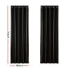 Artiss 2X Blockout Curtains Eyelet 180x213cm Black Shine