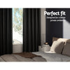 Artiss 2X Blockout Curtains Eyelet 180x213cm Black Shine