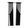 Artiss 2X 132x242cm Blockout Sheer Curtains Black