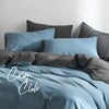 Cosy Club Quilt Cover Set Cotton Duvet Double Blue Dark Blue