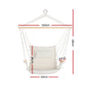 Gardeon Hammock Chair Hanging with Armrest Camping Hammocks Cream