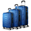 Wanderlite 3pc Luggage Trolley Travel Suitcase Set TSA Hard Shell Case Strap Blue