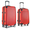 Wanderlite 2pc Luggage Trolley Travel Set Suitcase Carry On TSA Hard Case Lightweight Red