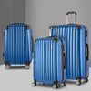 Wanderlite Luggage Set 3pc 20" 24" 28" Suitcase Hardcase Trolley Travel Blue