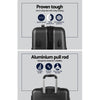 Wanderlite 3pc Luggage Trolley Set Suitcase Travel TSA Carry On Hard Case Lightweight Black