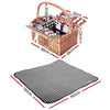 Alfresco 4 Person Picnic Basket Set Insulated Outdoor Blanket Bag