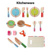 Keezi Kids Kitchen Play Set Wooden Pretend Toys Cooking Utensils Pots Pans Food