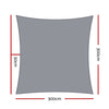 Instahut Shade Sail 3x3m Square 280GSM 98% Grey Shade Cloth