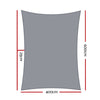 Instahut Shade Sail 4x6m Rectangle 280GSM 98% Grey Shade Cloth