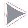 Instahut Shade Sail 5x5x5m Triangle 280GSM 98% Grey Shade Cloth