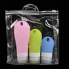 Three 38/60/90 ML Silicone Travel Shampoo Cosmetic Empty Squeeze Bottles