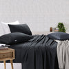 Elan Linen 100% Egyptian Cotton Vintage Washed 500TC Charcoal 50 cm Deep Mega King Bed Sheets Set