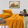 Elan Linen 100% Egyptian Cotton Vintage Washed 500TC Mustard 50 cm Deep Mega King Bed Sheets Set