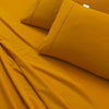 Elan Linen 100% Egyptian Cotton Vintage Washed 500TC Mustard 50 cm Deep Mega King Bed Sheets Set