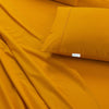 Elan Linen 100% Egyptian Cotton Vintage Washed 500TC Mustard 50 cm Deep Mega King Bed Sheets Set