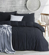 Elan Linen 100% Egyptian Cotton Vintage Washed 500TC Charcoal Super King Quilt Cover Set