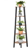 Rustic Brown Metal Frame 5 Tier Corner Shelf