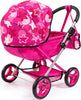 Baby Doll Stroller Pram for Toddlers, Foldable with Bag and Blanket, Modern Pink with Stars