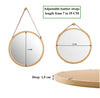 Hanging Round Wall Mirror 45 cm - Solid Bamboo Frame and Adjustable Leather Strap for Bathroom and Bedroom