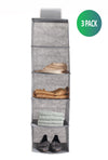 3 Pack 5-Tier Shelf Hanging Closet Organizer and Storage for Clothes (Grey)