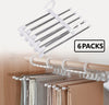 6 Pack Stainless Steel Adjustable 5 in 1 Pants Hangers Non-Slip Space Saving for Home Storage