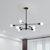 Modern Sputnik Chandelier, 8 Light, Black