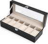 Black PU Leather Watch Organizer Display Storage Box Cases for Men & Women (6 slots)