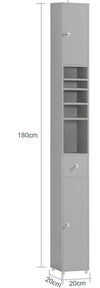 Tall Bathroom Storage Cupboard Shelves, Grey