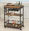 Industrial Vintage Style Wood Metal 3 Tiers Kitchen Serving Trolley with Wine Rack (Brown)