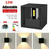 2PCS 12W LED Wall Light Waterproof Up Down Lamp Cube Sconce Yard Indoor Outdoor