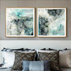 50cmx50cm Marbled Green 2 Sets Gold Frame Canvas Wall Art