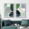 Wall Art 80cmx120cm Abstract Green and Navy 2 Sets Black Frame Canvas