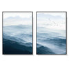 Wall Art 80cmx120cm Blue mountains 2 Sets Black Frame Canvas