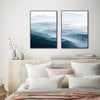 Wall Art 100cmx150cm Blue mountains 2 Sets Black Frame Canvas