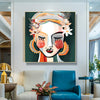 Wall Art 100cmx100cm Sophie II Gold Frame Canvas