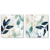 Wall Art 50cmx50cm Watercolour style leaves 2 Sets White Frame Canvas