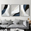 Wall Art 60cmx90cm Abstract Navy Blue 3 Sets Black Frame Canvas