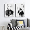 Wall Art 40cmx60cm Watercolor Sketch 2 Sets Black Frame Canvas