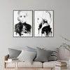 Wall Art 40cmx60cm Watercolor Sketch 2 Sets Black Frame Canvas