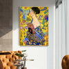 Wall Art 80cmx120cm Lady With A fan By Klimt Gold Frame Canvas