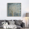 Wall Art 90cmx90cm Forest In The Twilight Trees Gold Frame Canvas