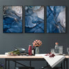 Wall Art 50cmx70cm Blue Gold Marble 3 Sets Black Frame Canvas