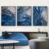 Wall Art 60cmx90cm Blue Gold Marble 3 Sets Black Frame Canvas