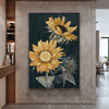 Wall Art 60cmx90cm Sunflowers Black Frame Canvas