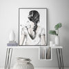 Wall Art 70cmx100cm Woman Back With Butterfly Black Frame Canvas