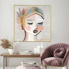 Wall Art 60cmx60cm Calm Girl Gold Frame Canvas