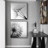 Wall Art 90cmx90cm Black and white dandelion 2 Sets Black Frame Canvas