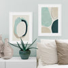 Wall Art 50cmx70cm Abstract Green Circle 2 Sets White Frame Canvas