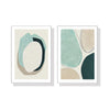 Wall Art 60cmx90cm Abstract Green Circle 2 Sets White Frame Canvas